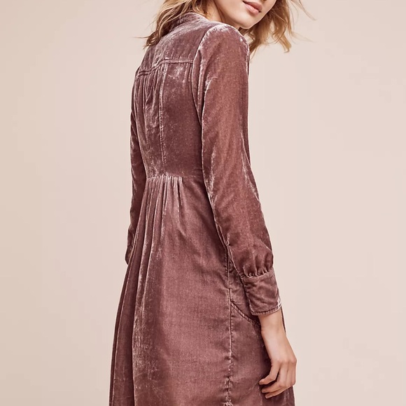 Anthropologie Holding Horses Velvet Dress Mauve - Picture 6 of 9